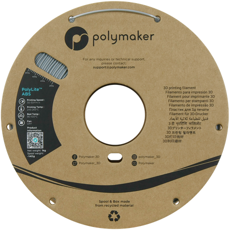 Filament Polymaker PolyLite™ ABS  - Grey / 1 kg, 1.75mm