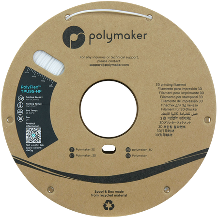 Filament Polymaker PolyFlex™ TPU 95A - White / 1 kg, 1.75mm