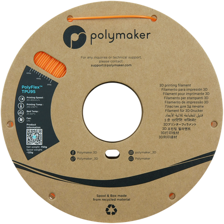 Filament Polymaker PolyFlex™ TPU 95A - Orange / 750 g, 1.75mm