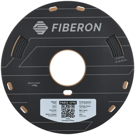 Filament Polymaker Fiberon PA612 CF15 - Black / 500g, 1.75mm	