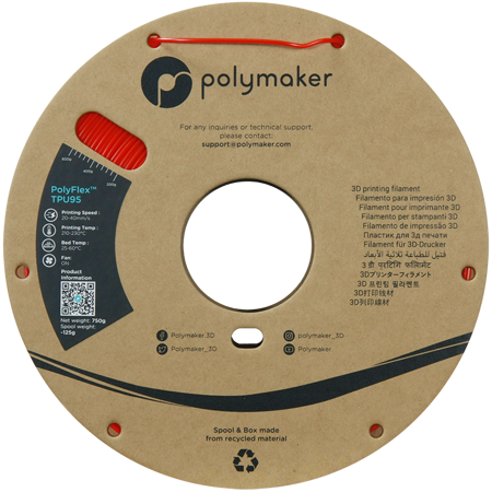 Filament Polymaker PolyFlex™ TPU 95A - Red / 750 g, 1.75mm