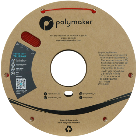 Filament Polymaker PolyFlex™ TPU 95A - Translucent Red / 1 kg, 1.75mm