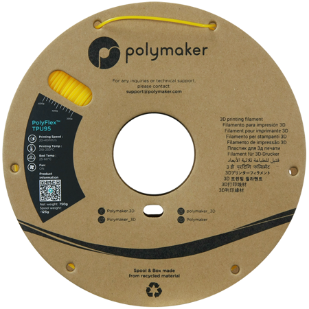 Filament Polymaker PolyFlex™ TPU 95A - Yellow / 750 g, 1.75mm