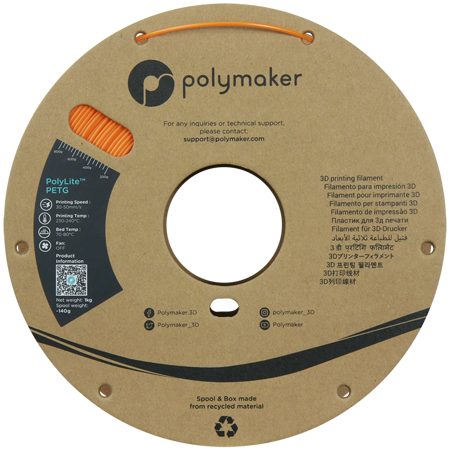 Filament Polymaker PolyLite™ PETG  - Orange  / 1 kg, 1.75mm