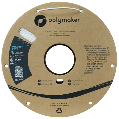 Filament Polymaker PolyLite™ PETG - White / 1 kg, 1.75mm