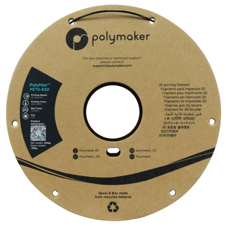 Filament Polymaker PolyMax™ Tough PETG-ESD - Black / 500 g, 1.75mm