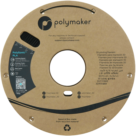 Filament Polymaker PolySonic™ PLA High Speed  - Black / 1 kg, 1.75mm