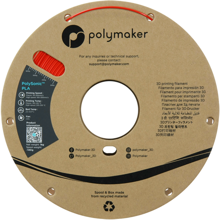 Filament Polymaker PolySonic™ PLA High Speed  - Red / 1 kg, 1.75mm