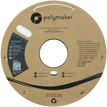 Filament Polymaker PolySonic™ PLA High Speed  - White / 1 kg, 1.75mm