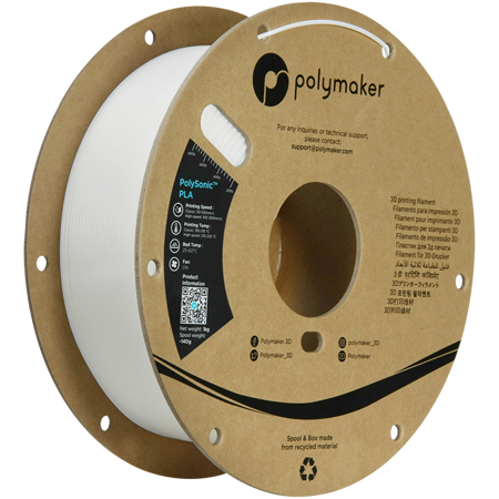 Filament Polymaker PolySonic™ PLA High Speed  - White / 1 kg, 1.75mm